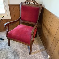 Antique Red Velvet Chair