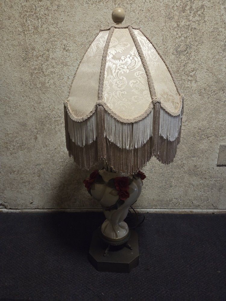 Antique Italian Porcelain Hand Painted Table Lamp
