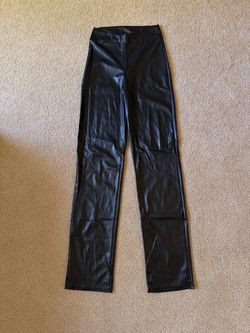 Black Faux Leather High-Waisted Straight-Leg Pants