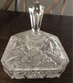 Vintage Crystal Glass Covered Candy Dish / Trinket Box