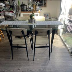 Black Glass Dining Table & 4 Chairs