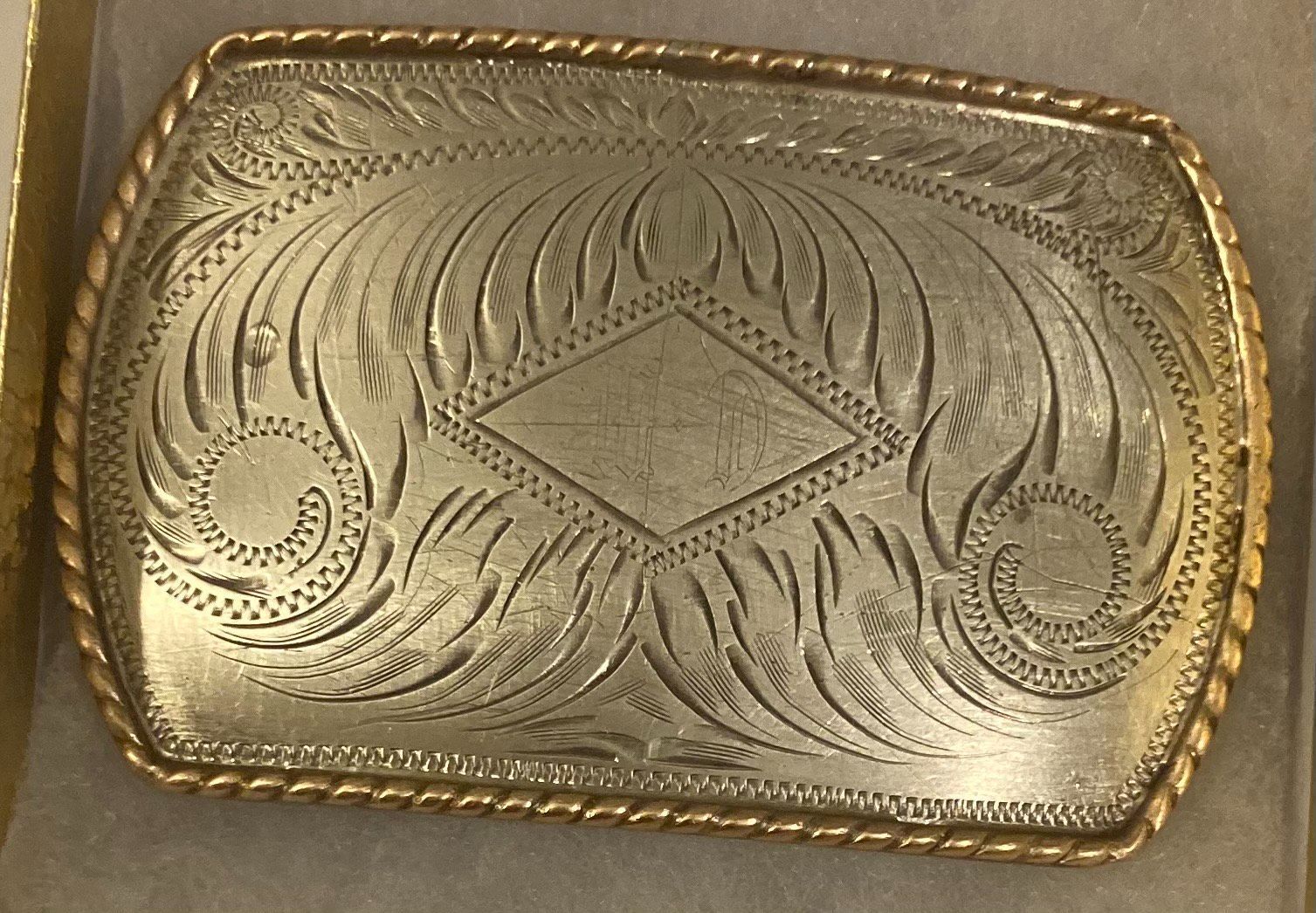 Vintage Metal Belt Buckle, Comstock Silver and Brass, Nice Western Design, 3 1/4" x 2 1/4", Cowboy Style, Heavy Duty, Made in USA, Quality, Thick Meta