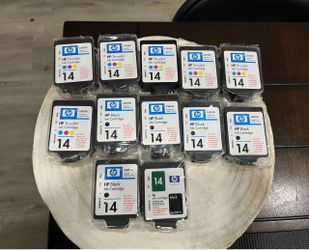 Genuine HP 14 Ink Cartridges C5010D Tri-Color C5011D Black Sealed Exp Lot of 12