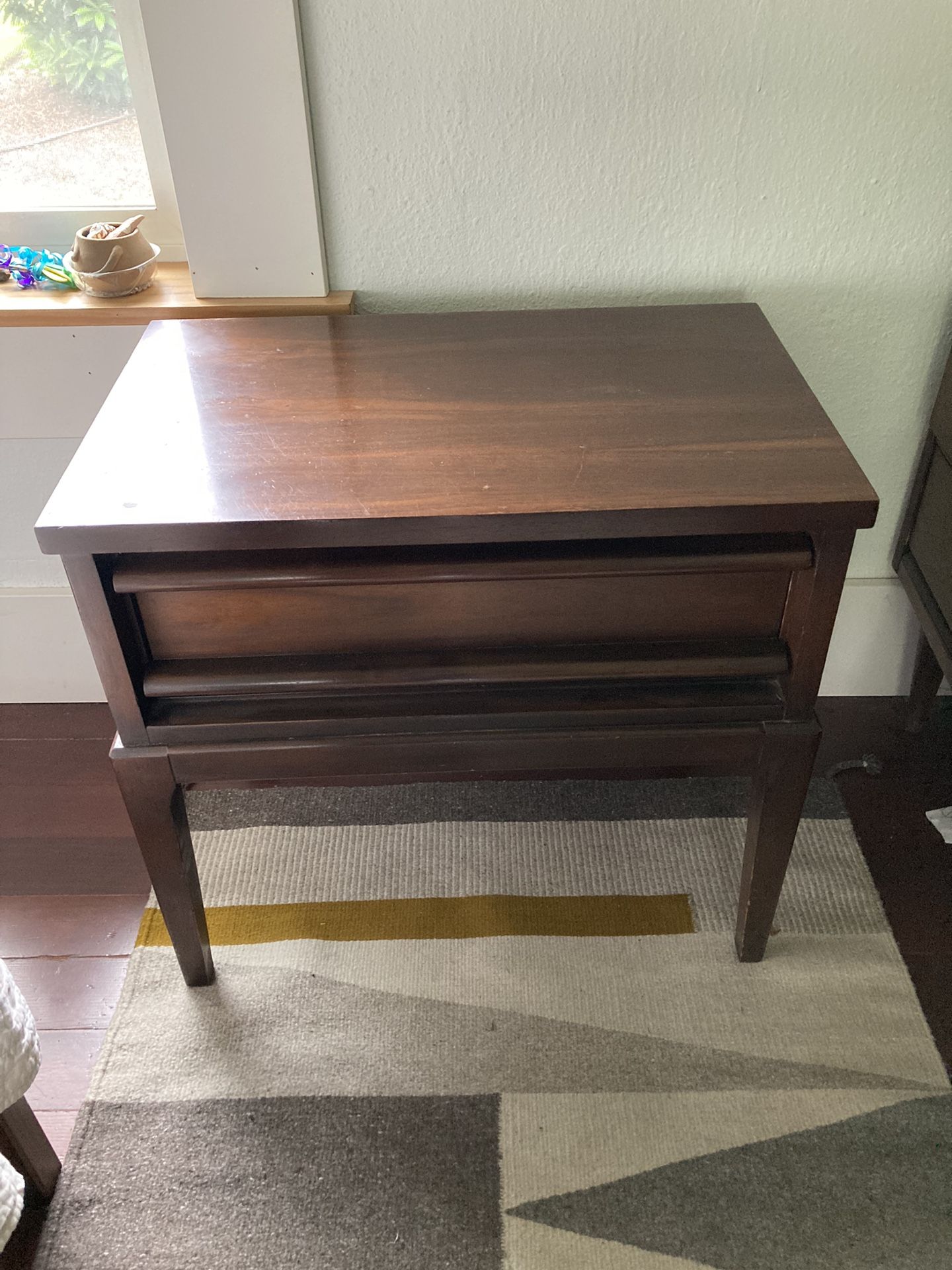 Mid Century Nightstand - MCM Walnut Side Table