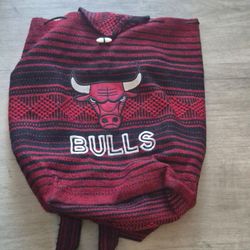 Chicago Bulls Spell Out NBA Aztec Stitch Drawstring Top Backpack Travel Bag