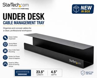 StarTech UDCMTRAY Under Desk Cable Management Tray Organizer Black New