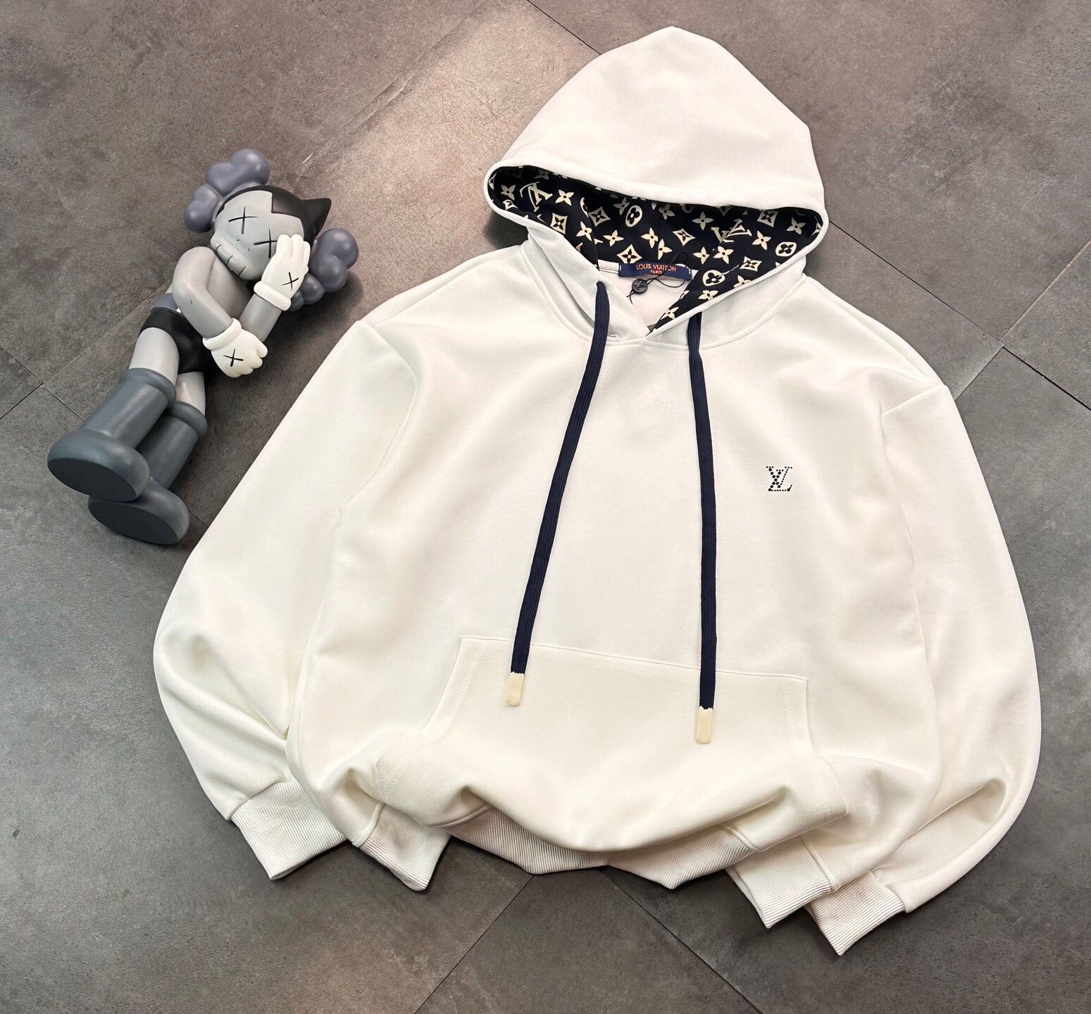 Double-draw loose-fitting hooded sweatshirt! M