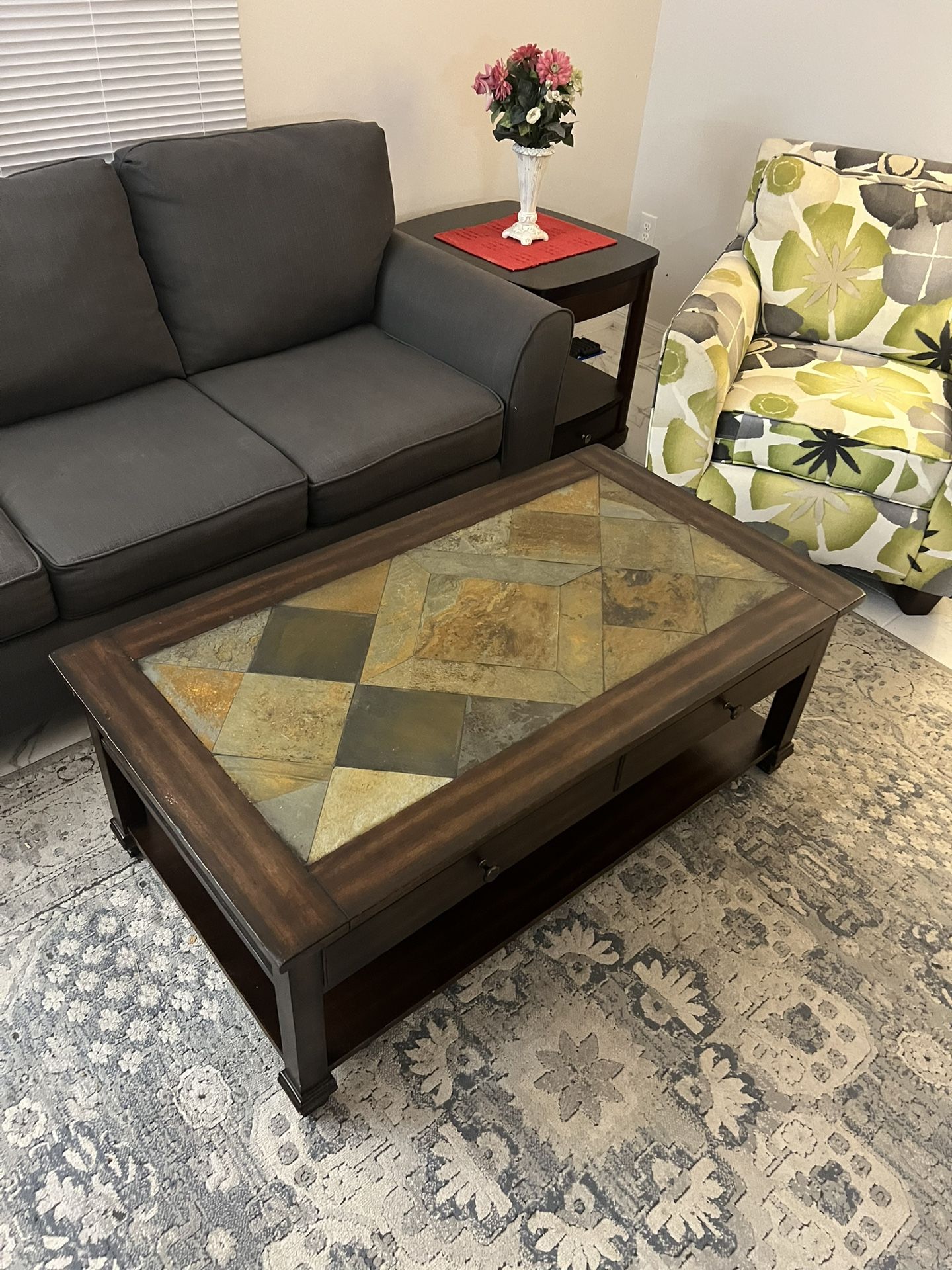Coffee table with marble top