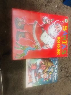 Vintage Santa clause color dot book with other classic book