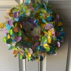 NEW SPRING WREATH FOR DOOR OR PATIO OR WALL Hanging 15” X 15”’