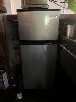 Vissani stainless steel mini fridge with freezer