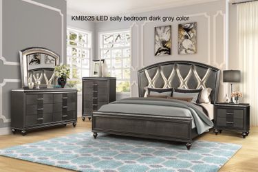 New LED Dark Grey Bedroom 4 Pc Set K Furniture And More Lehigh 