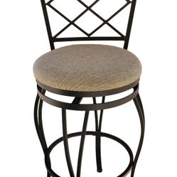 Linon Curves Metallic Brown Metal Swivel Counter Stool. Beige Upholstered Seat. $40 or 2 For $70