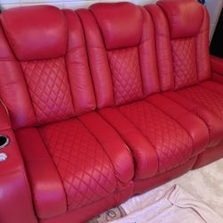 Red Power Recliner Sofa 