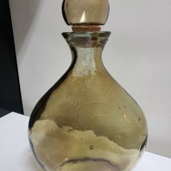 Heavy Amber Glass Bottle w/ Glass-cork Stopper