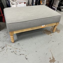 Andora Gray Textured Fabric Rectangle Ottoman
