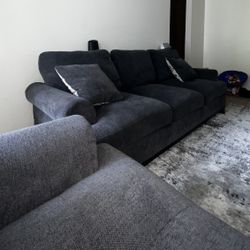 Grey Couch And Love Seat 