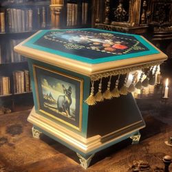 Custom Order Option: Vintage Devon Rex Hexagon Cat House End Table