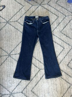 Size 2 Women’s Frame Le One Crop Mini Boot blue denim jeans 