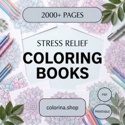 Stress Relief Coloring Book 2000+ Pages