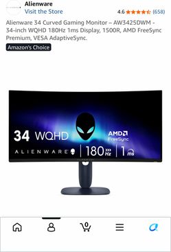 Alienware 34” 1440p 180hz Monitor