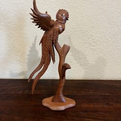 National Bird QUETZAL Wooden Hand Carved Bird Statue Decor…17” Height…$35