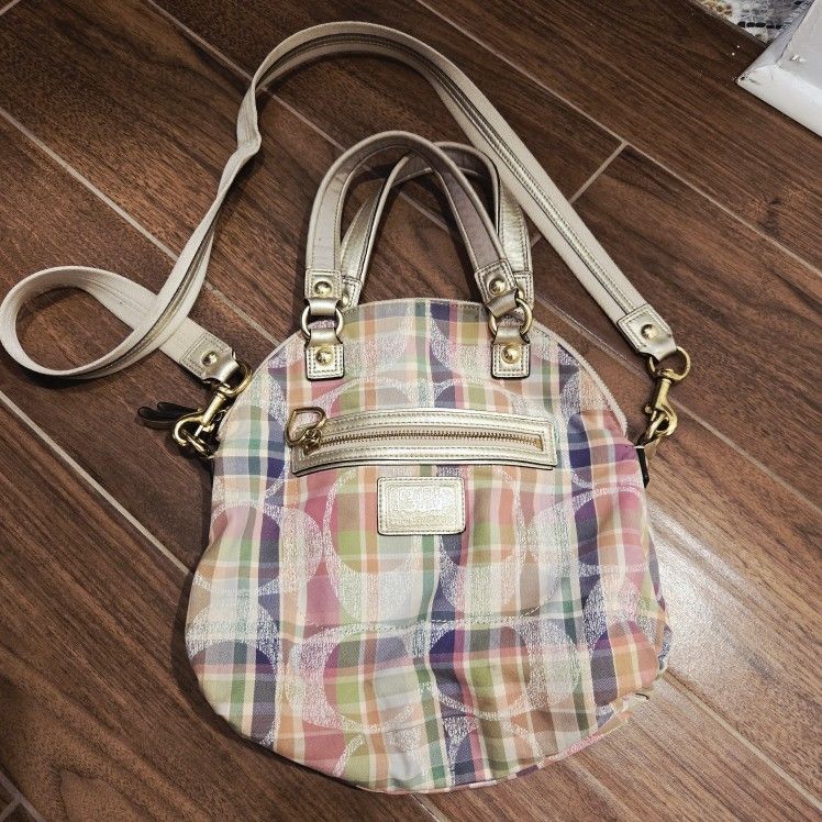 COACH Pink Poppy Plaid Satchel
