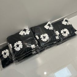 Black N White Denim Hoodies