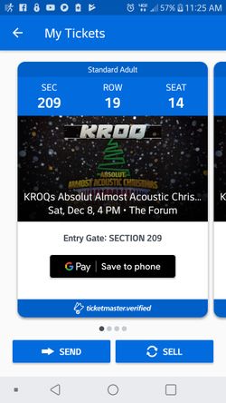 KROQ Acoustic Xmas night 1 $80 ea, OBO