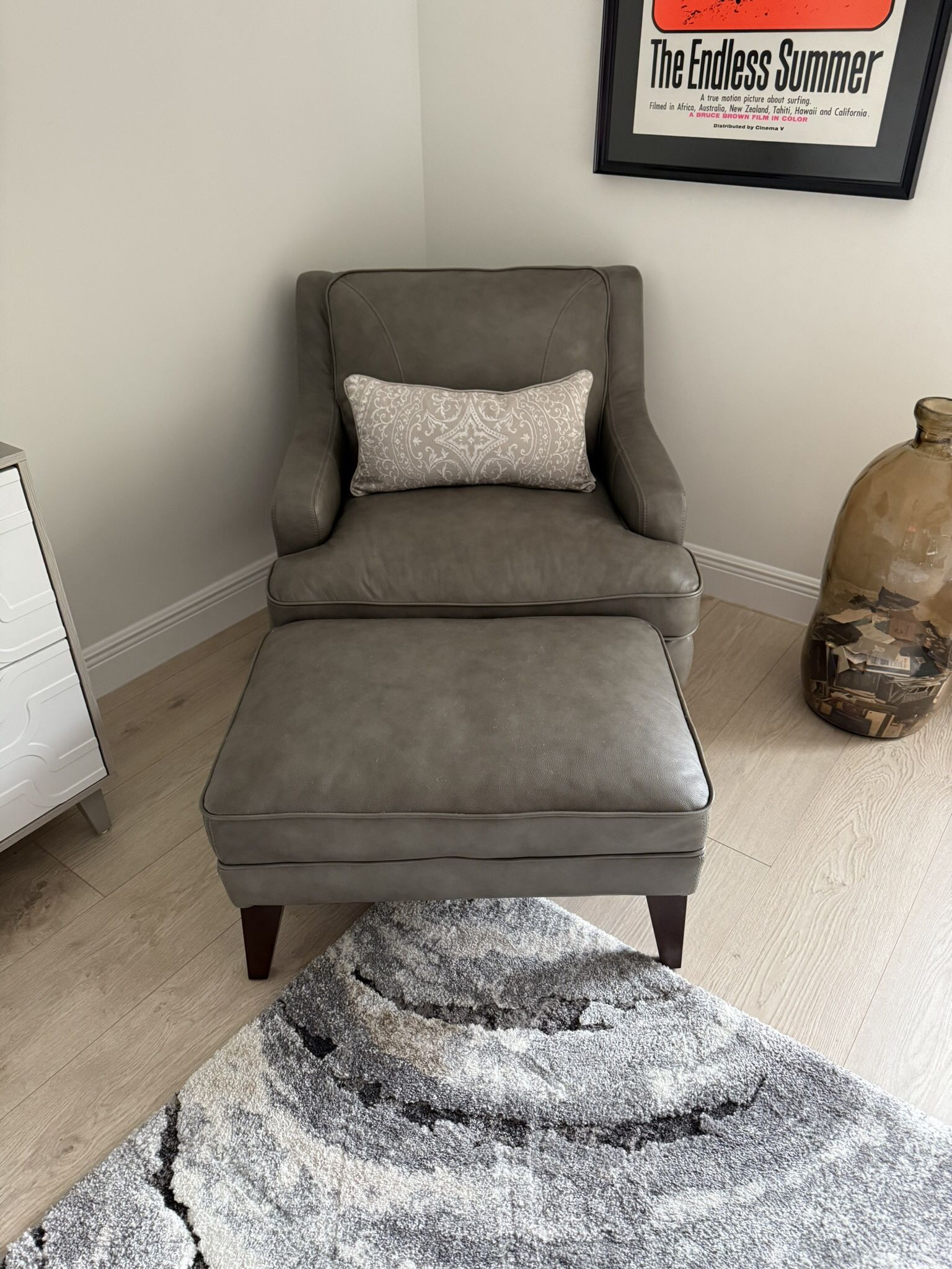 Leather Chair & Ottoman