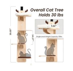 59" Littleglovo Door Hanging Cat Tower Climber Tree Scratching Rope Kitten Gato Perch for Indoor Cat