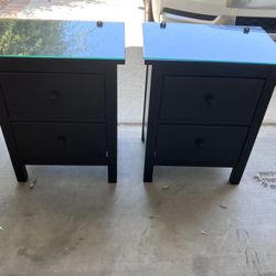 2 - IKEA HEMNES Nightstands With Glass Top