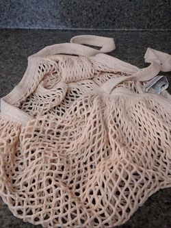 Cotton string bag net grocery tote wild strap reusable market bag
