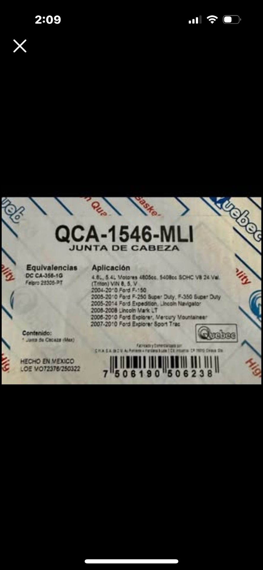Engine Cylinder Head Gasket 2.0 mm Thick QBQ check description for truck it fits for. New in package