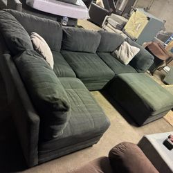 Dark Gray Modular Sectional Couch With Ottoman