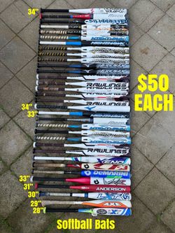 Softball Bats Sizes Are Labeled In The Picture Have More Equipment Available