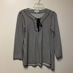 Women’s MAX STUDIO Weekend Cotton/Rayon/Linen 3/4 Sleeve Striped Pull Over Top… Size Medium