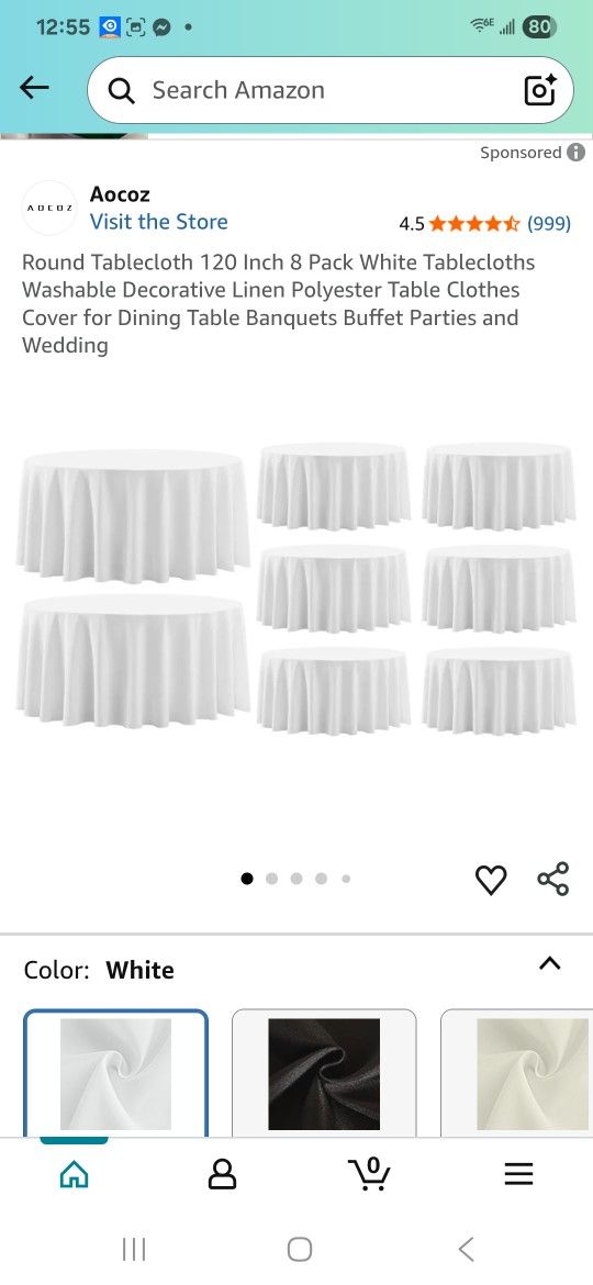 Round Tablecloth 120 Inch 8 Pack White Tablecloths Washable Decorative Linen Polyester Table Clothes Cover for Dining Table Banquets Buffet Parties an