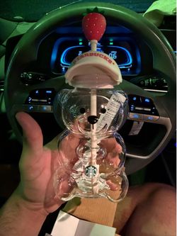 Starbucks Bearista glass pink drink cup!