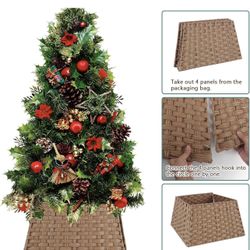 23in Christmas Tree Collar Rattan, Square 