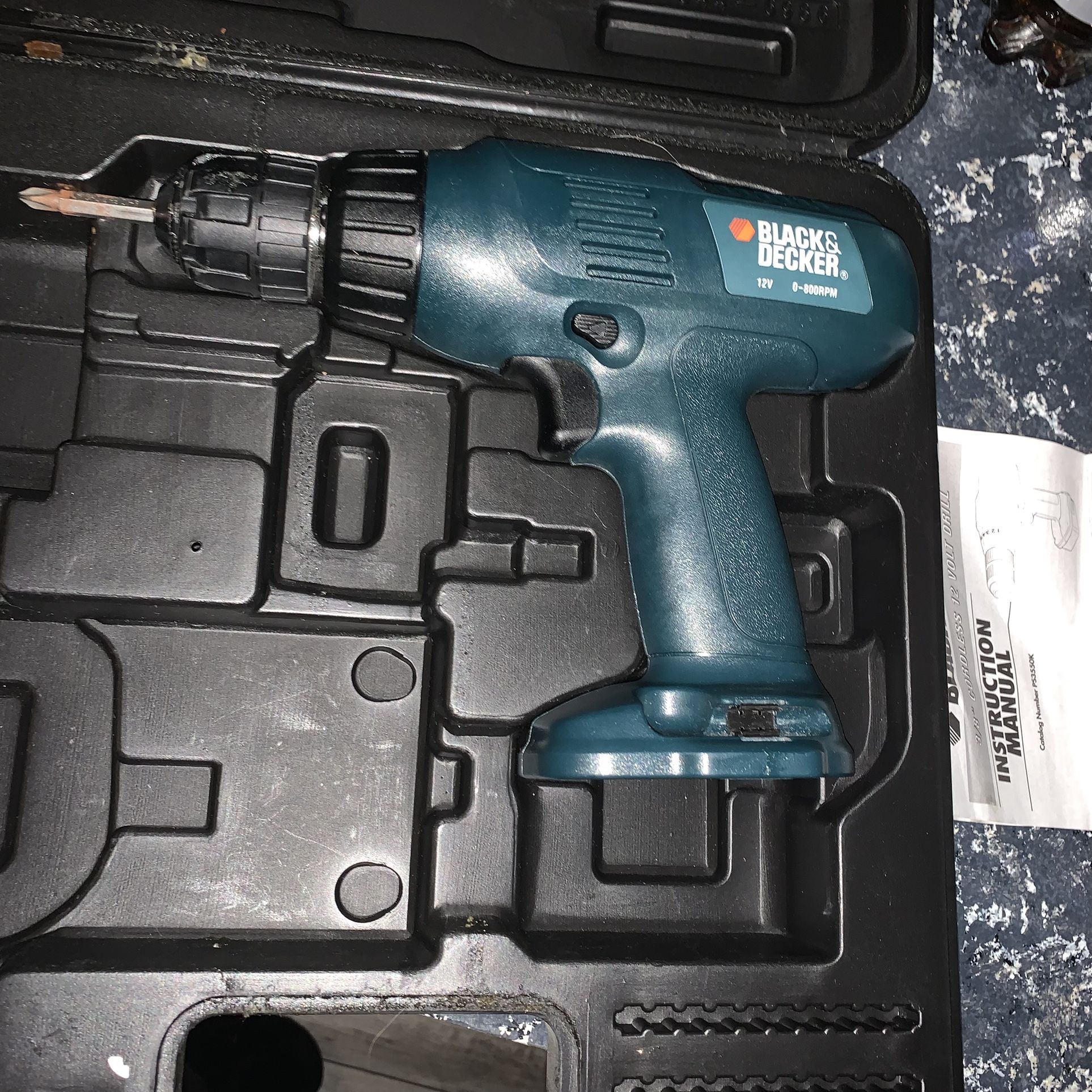 Black & Decker 3/8 12v Cordless Drill Battery Charger Case