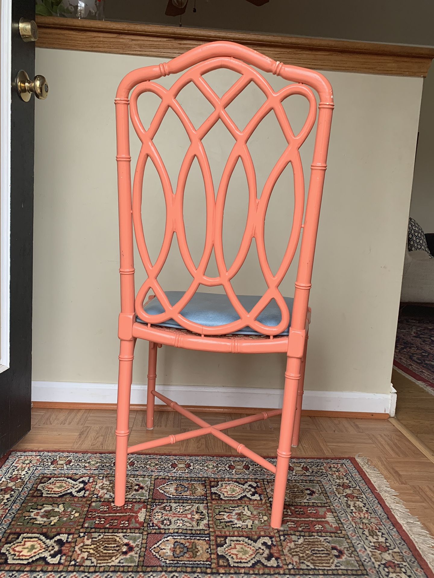 VINTAGE CORAL BAMBOO SIDE CHAIR