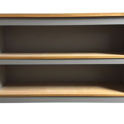 Repurposed Desk to Beautiful Shelving Unit