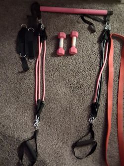 Pilates bar, and resistance band kit
