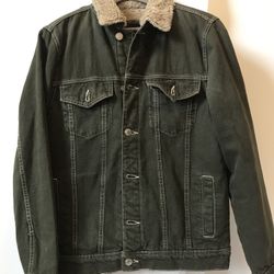 Zara Men’s Green Denim Fleece Jacket 