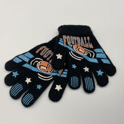 Small Boy’s Winter Football Graphic Black Gloves