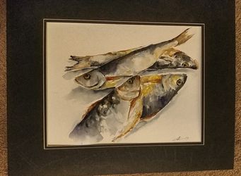 Watercolor fish, still life,15×11