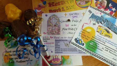 Personalized labels and party favors chocolate