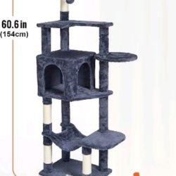 New 60.1inch Cat Tree Tower—-dark Grey