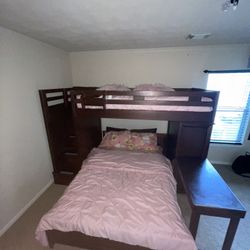 Twin/Full Bunk Bed With Chest and Desk Attachment 
